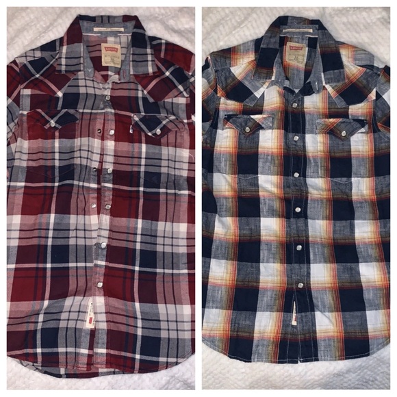 Levi's Other - 2 Levi's Red and Blue Plaid Shirts Pearl Snaps